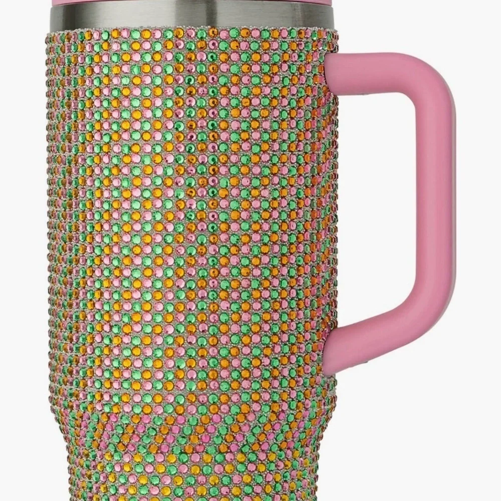 Hydragear SUPER Glam Rhinestone Bedazzled Pink Stainless Steel Tumbler Straw